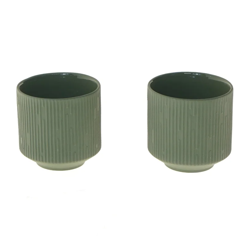 Grønne keramiske krus, 2 stk, Ø 7 cm fra House of Sander (str. 2 stk Ø 7 cm)