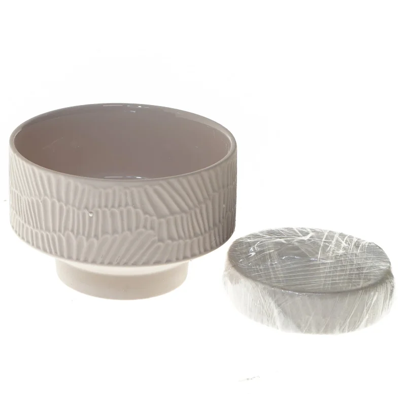 Kera blomstertpotte med reliefmønster fra House of Sander (str. 12x12x7,5 cm)