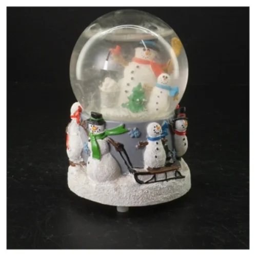 Snekugle med snefnug og snefigurer (str. 14,5x10 cm)