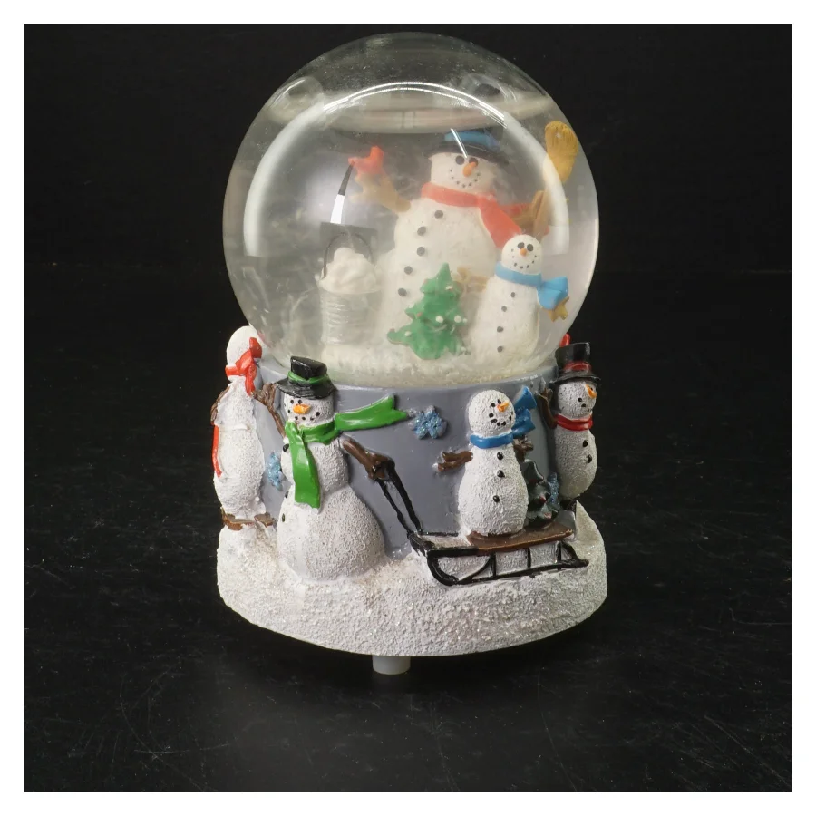 Snekugle med snefnug og snefigurer (str. 14,5x10 cm)