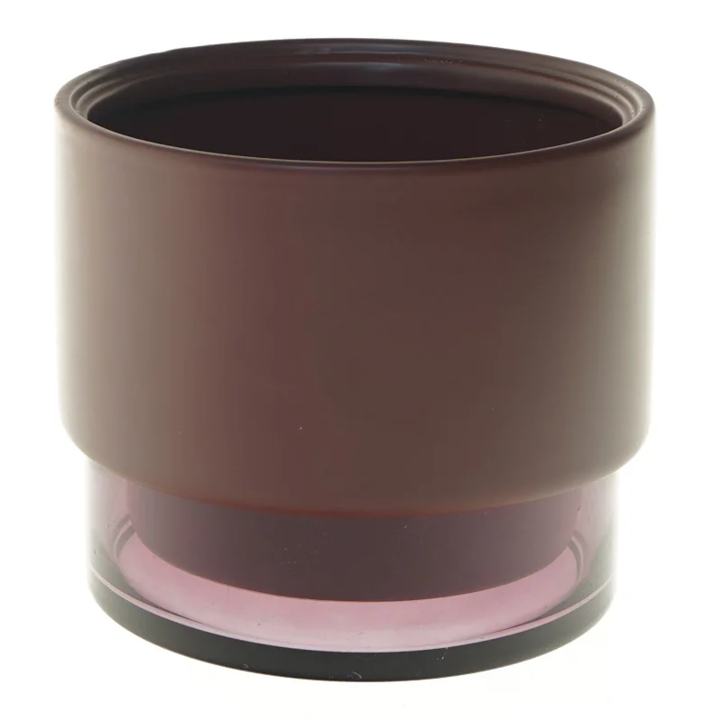 Brun vase med huller (str. Ø 17,5 cm)