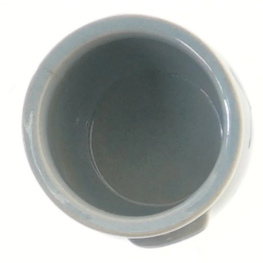 Lille keramikvase med blå blomstermotiv (str. Ø 7,5 cm, 6 cm)