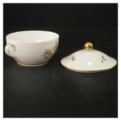 Porcelæn suppeterrin med låg og blomstermotiv fra B&G