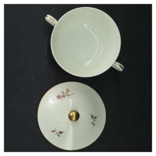 Porcelæn suppeterrin med låg og blomstermotiv fra B&G