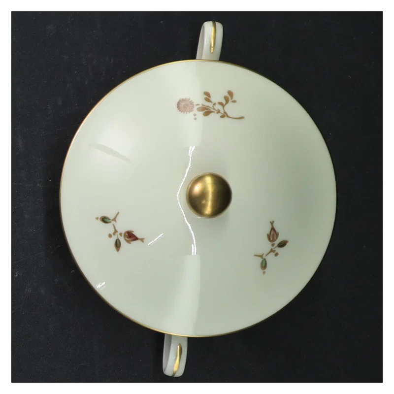 Porcelæn suppeterrin med låg og blomstermotiv fra B&G