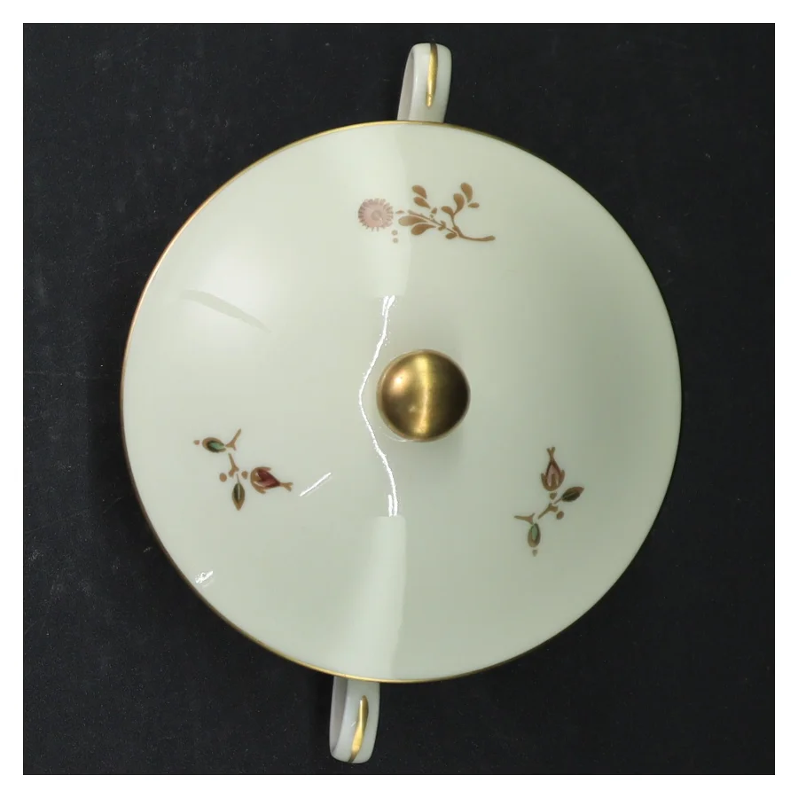 Porcelæn suppeterrin med låg og blomstermotiv fra B&G