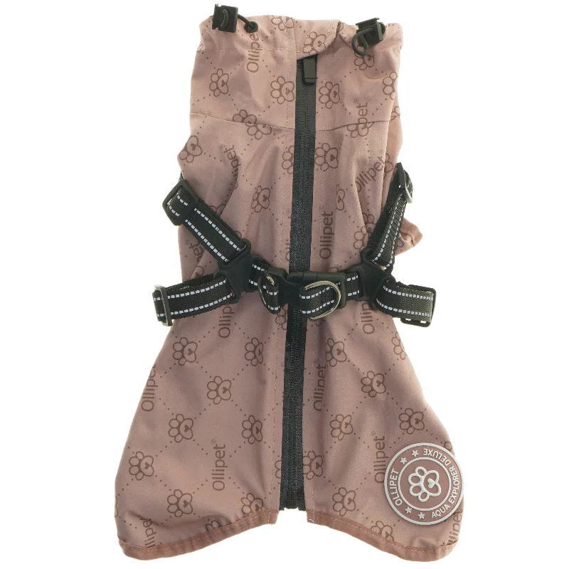 Pink hundejakke med sele fra Ollipet (str. 39x17 cm)