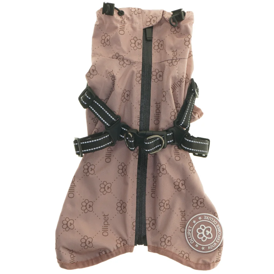 Pink hundejakke med sele fra Ollipet (str. 39x17 cm)