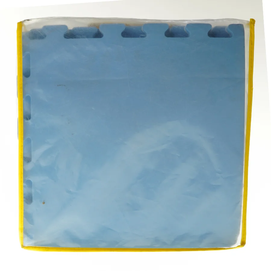 Blå skumpuslespil med gule kantbånd (str. 33x33 cm)
