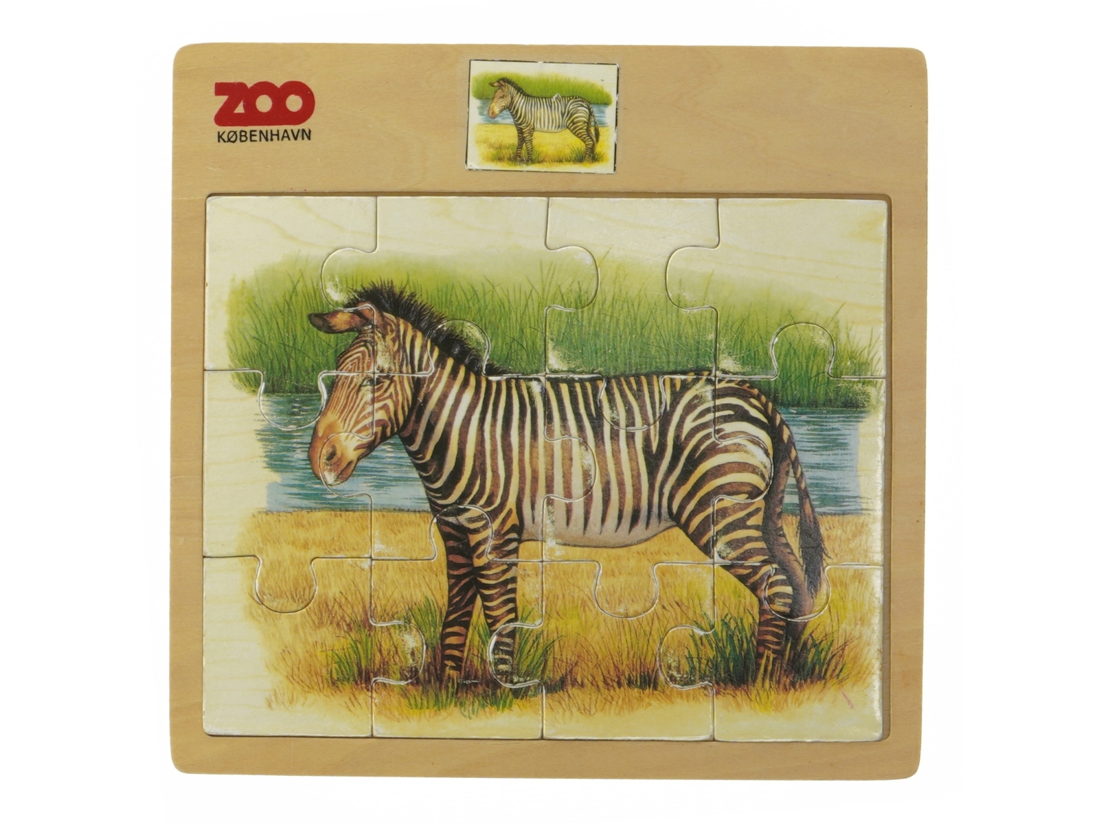 Zebra træpuslespil fra Zoo København (str. 12 brikker)