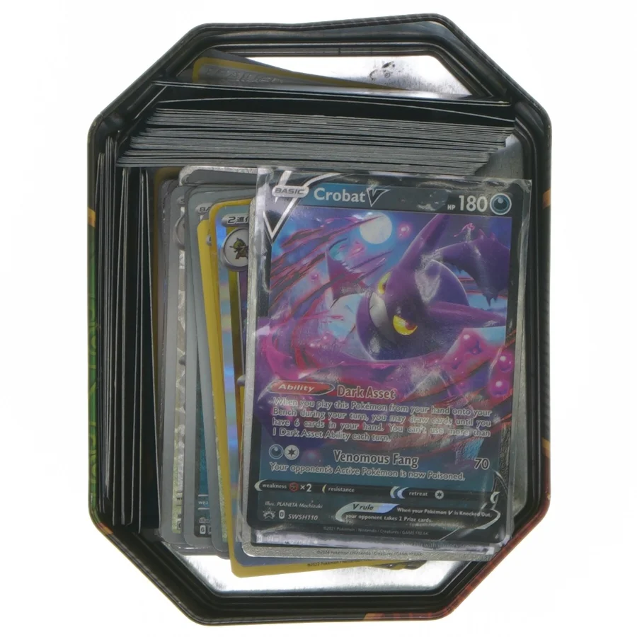 Pokémon tin box with trading cards fra Pokemon (str. 15x11x7,5 cm)