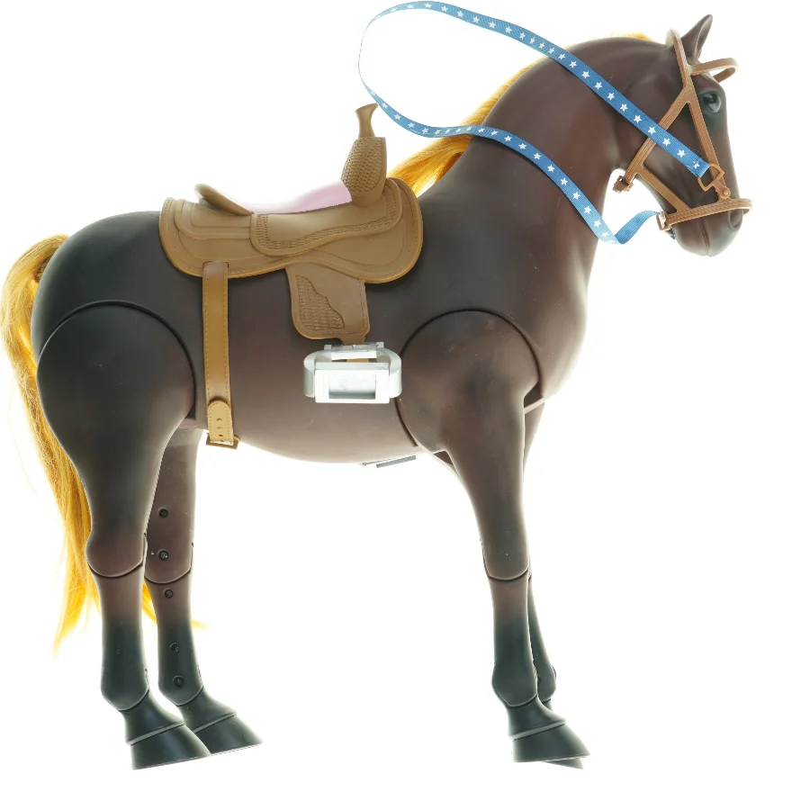 Stor legetøjshest med sadel (str. 45 cm)