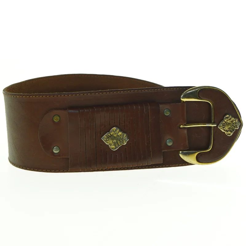 Brunt læderbælte med metal spænde (str. 104 x 8 cm)