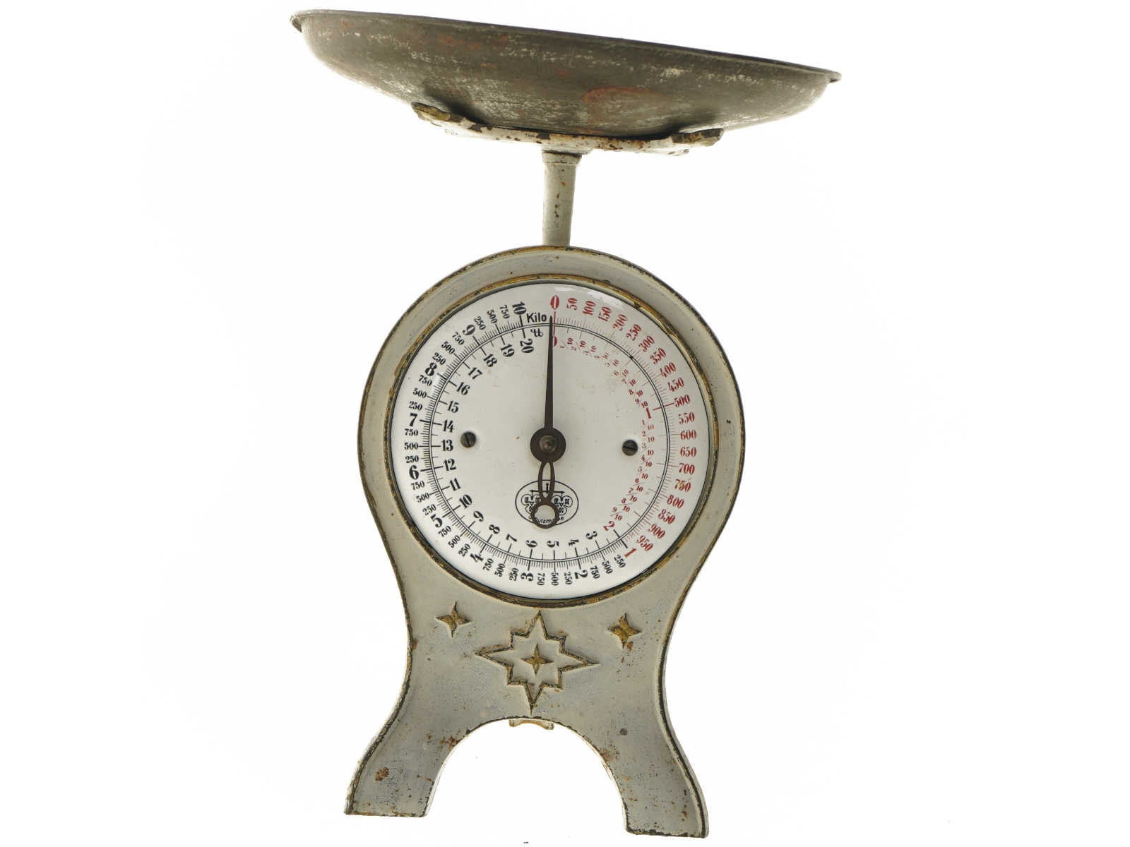 Antik køkkenvægt (str. Ø 22,5 cm længde 28,5 cm)