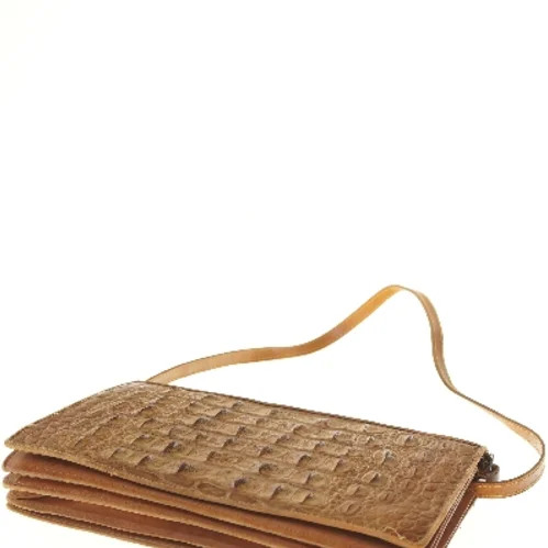 Brun læder skuldertaske (str. 32x21 cm)