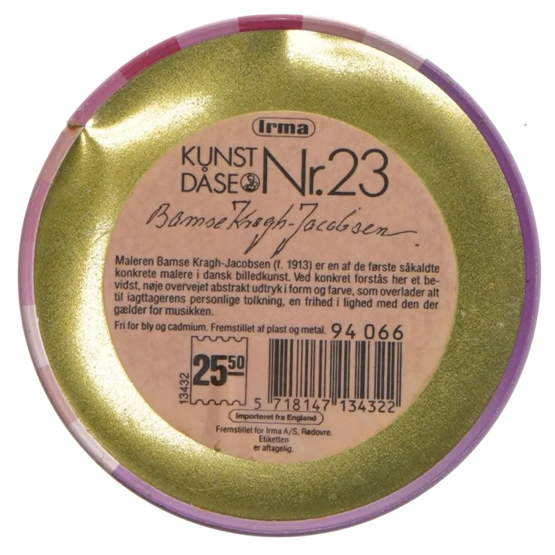 Retro irma kunstdåse Opbevaringsdåse med farverigt design fra Irma (str. Ø 11,5 cm længde 15 cm)