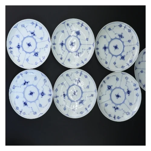 Porcelænstallerkener, musselmalede, fra Royal Copenhagen (str. 14,5 cm)