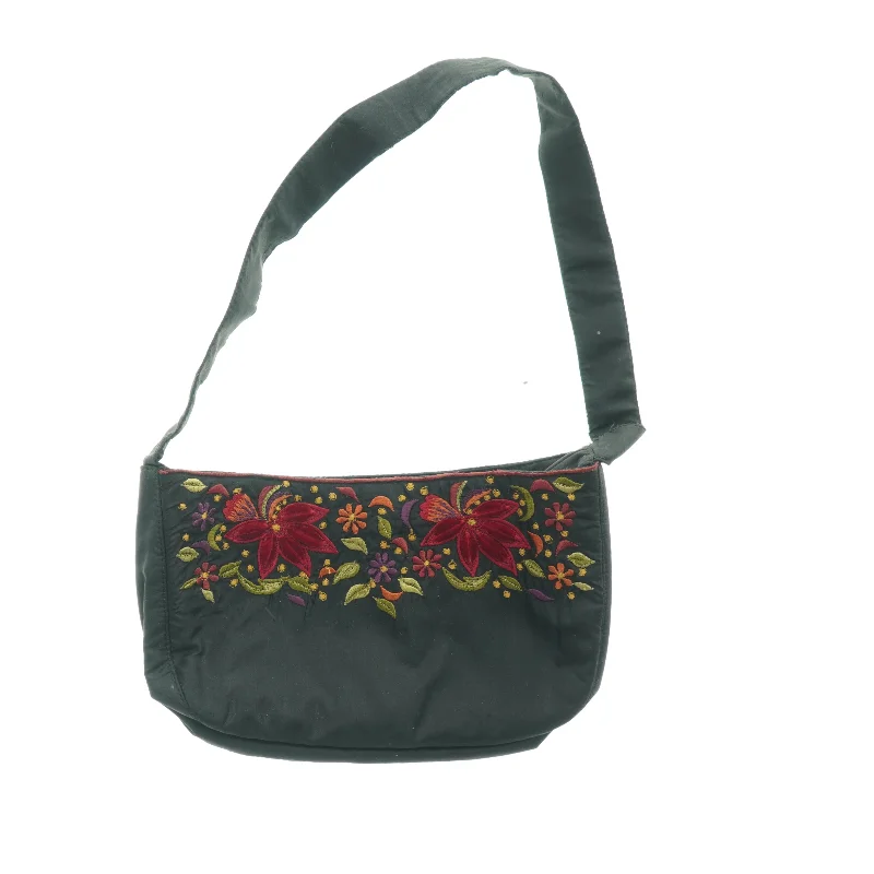 Sort broderet skuldertaske (str. 23 x 14 cm)