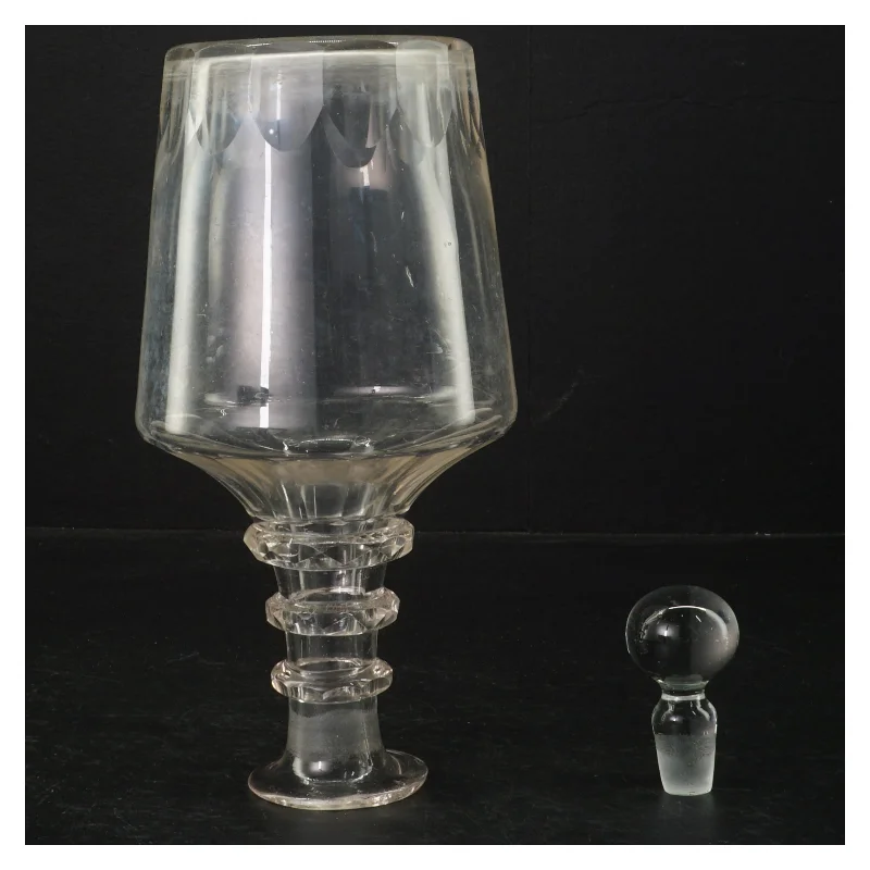 Antik Glas karaffel med prop (str. 22 cm)