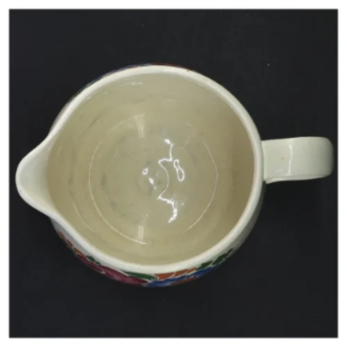 Vintage flødekande med blomstermotiv (str. Ø 11x11 cm)