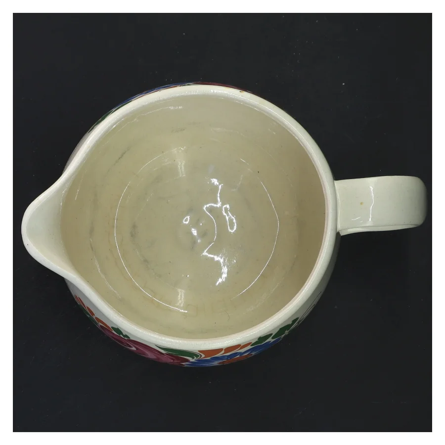 Vintage flødekande med blomstermotiv (str. Ø 11x11 cm)