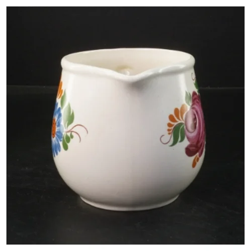 Vintage flødekande med blomstermotiv (str. Ø 11x11 cm)