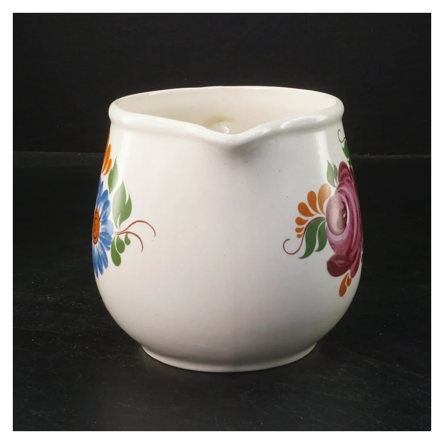 Vintage flødekande med blomstermotiv (str. Ø 11x11 cm)