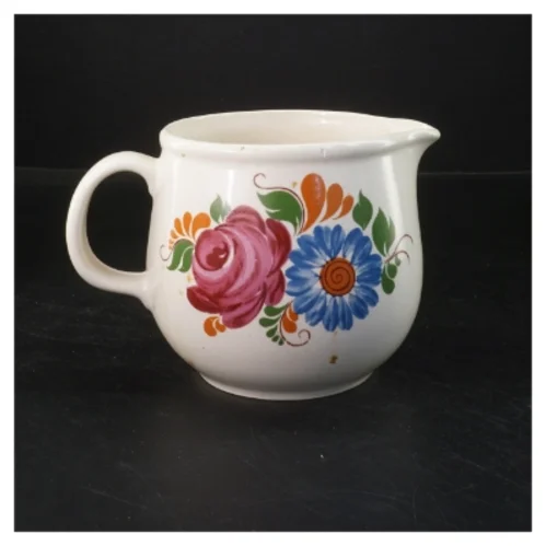 Vintage flødekande med blomstermotiv (str. Ø 11x11 cm)