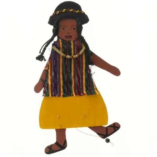 Trædukke med traditionelt tøj sprællemand(str. 36 cm)