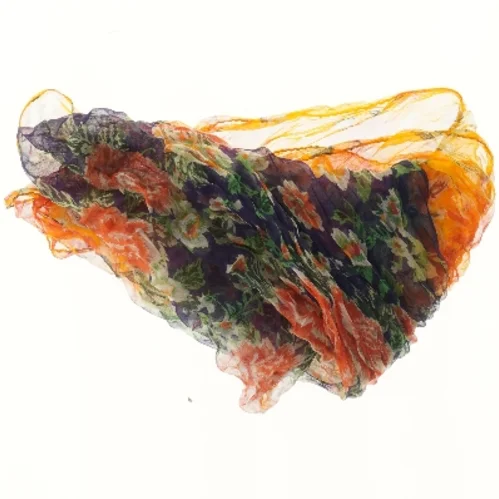 Farverigt tørklæde med blomsterprint (str. 172x140 cm)