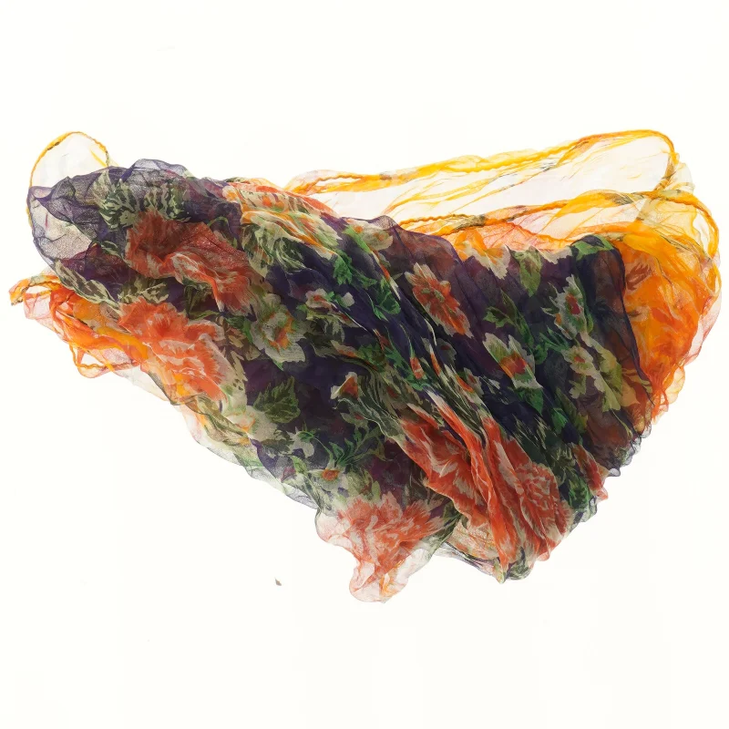 Farverigt tørklæde med blomsterprint (str. 172x140 cm)