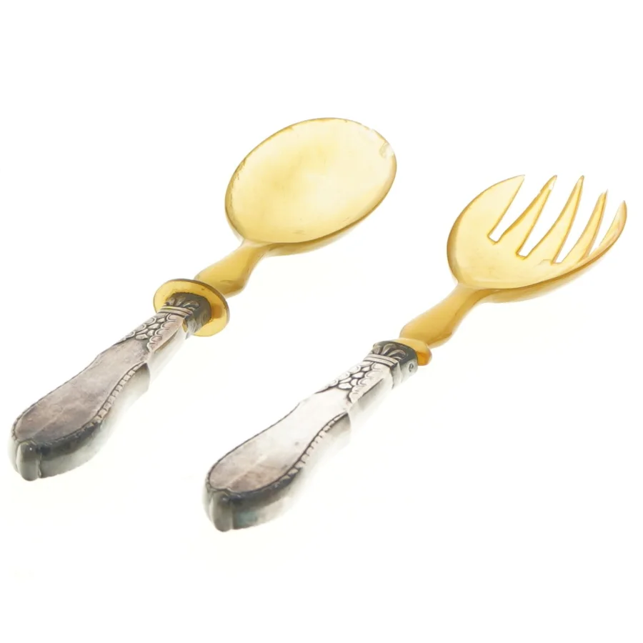 Retro Salatbestik i sølv og ben str. 20 cm)