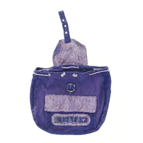 Blå rygsæk i fløjl med mønstret klap (str. 30x35 cm)