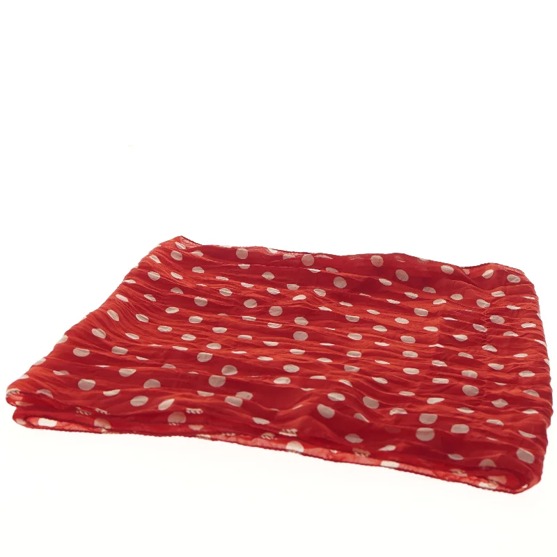 Rødt tørklæde med hvide prikker (str. 46x78 cm)