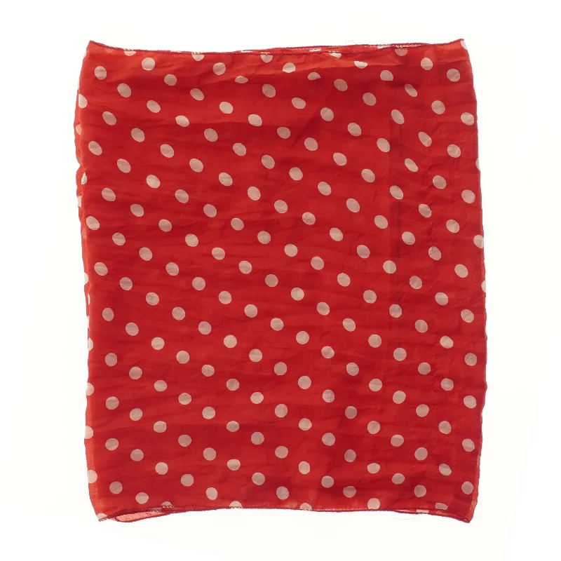 Rødt tørklæde med hvide prikker (str. 46x78 cm)