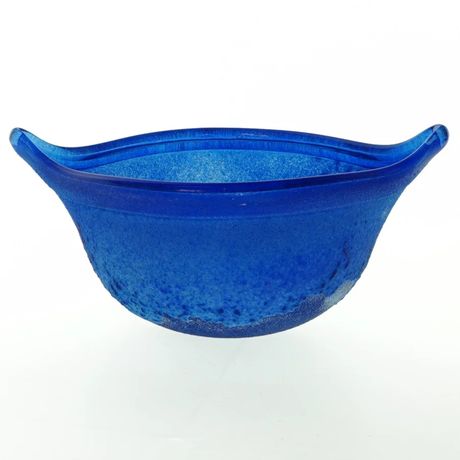 Blå glas skål (str. Ø. 20 cm)