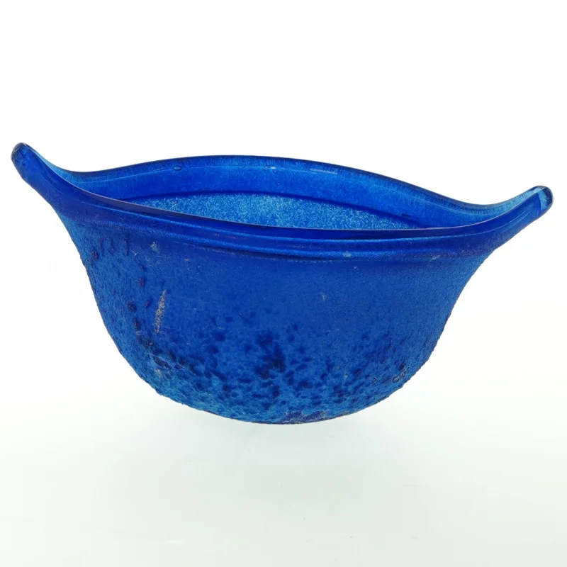 Blå glas skål (str. Ø. 20 cm)