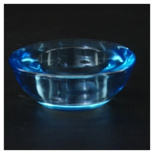 Blå glas fyrfadslysestage (str. Ø 8 cm)