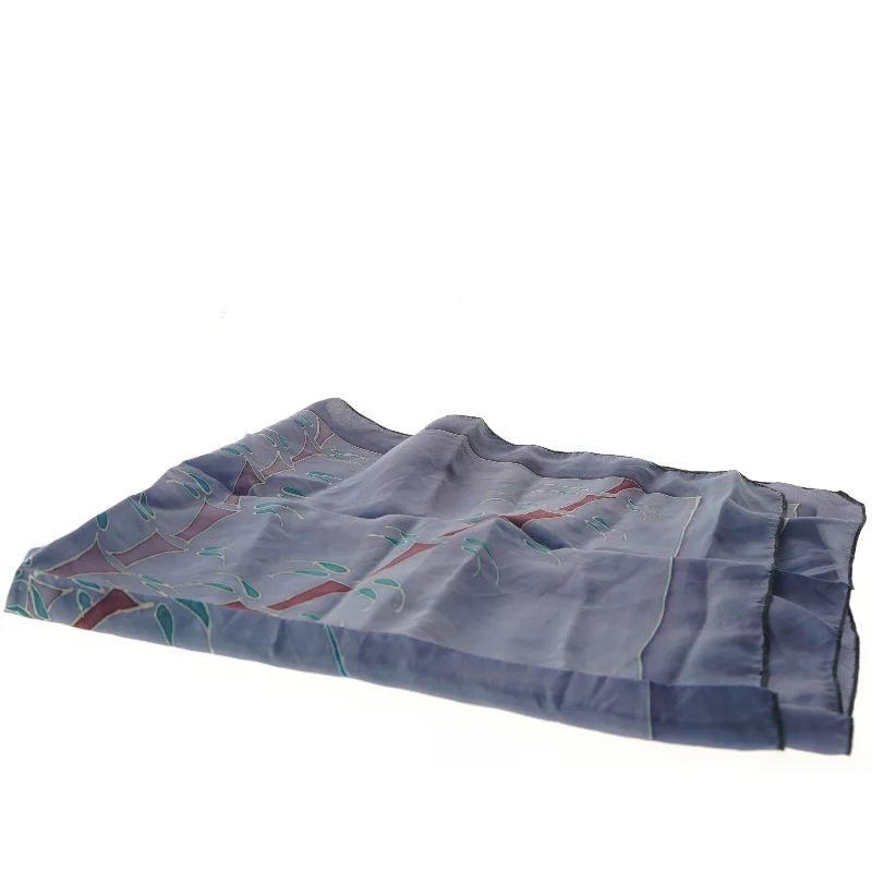 Silketørklæde med bambusmønster (str. 90x90 cm)