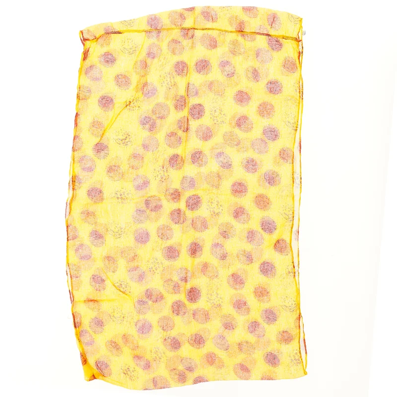 Gult tørklæde med farverige mønstre (str. 98x80 cm)