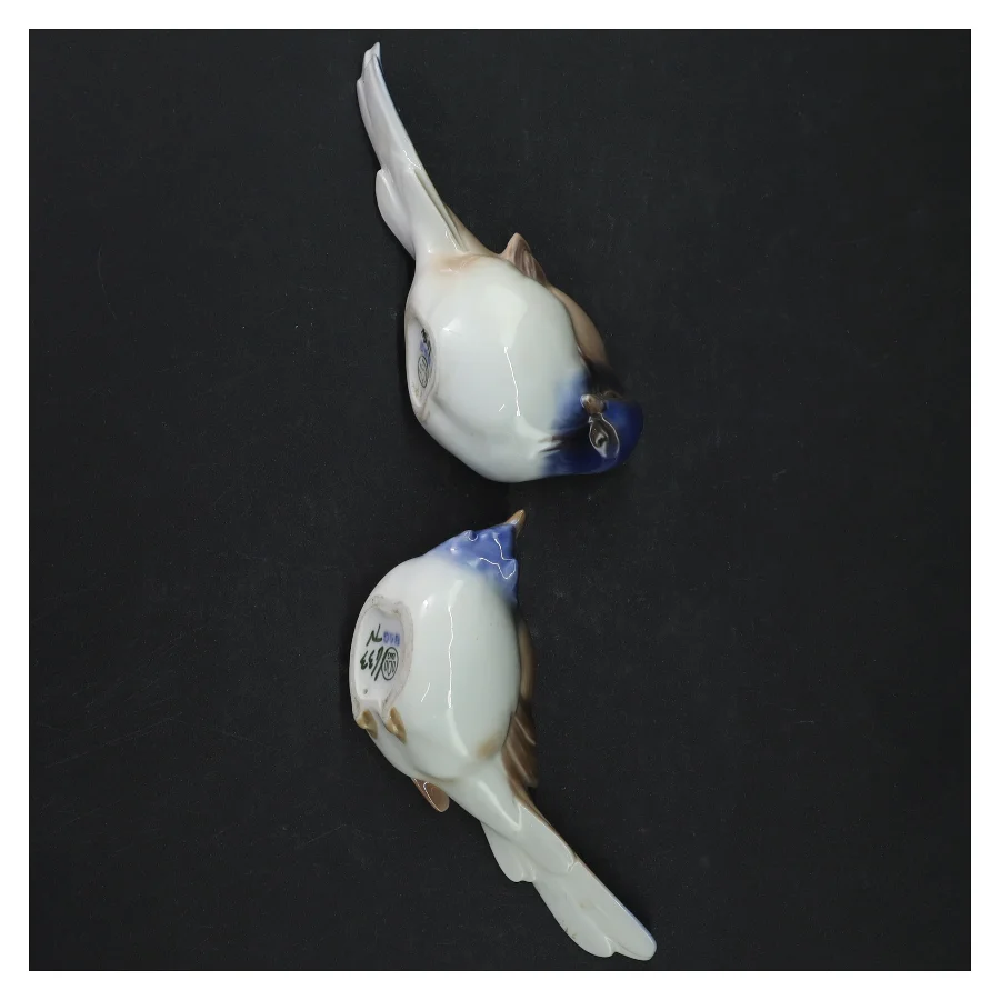 Porcelænsfugle, motiv: Optimisten og pessimisten fra B&G (str. 13 cm)