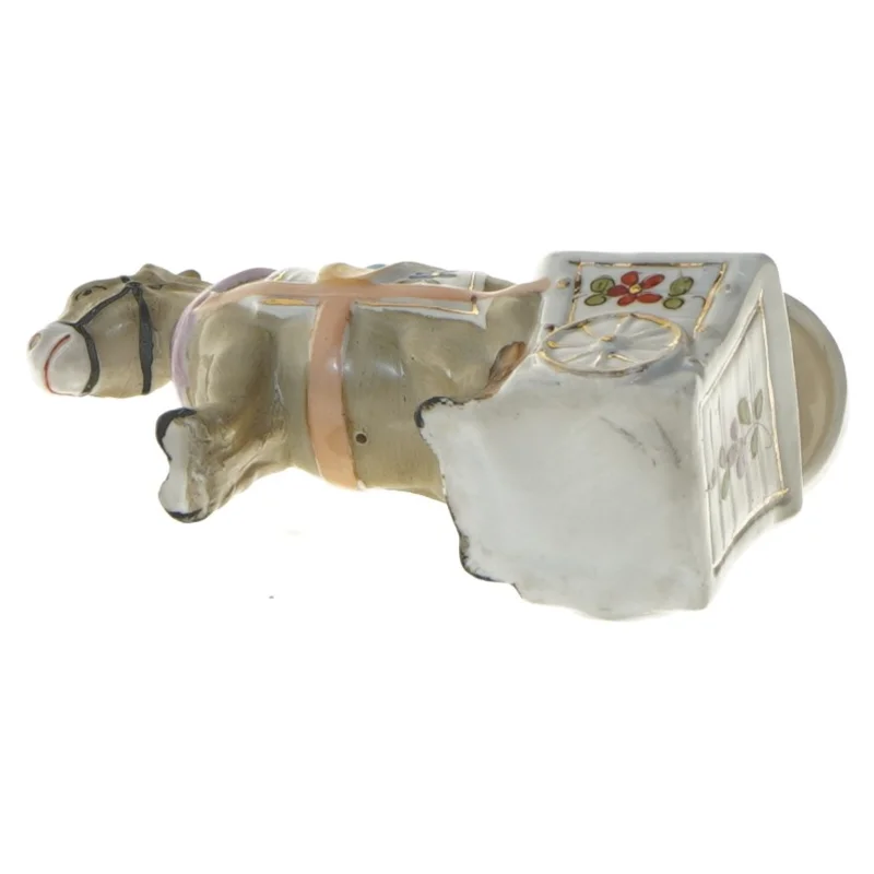 Dekorativ æsel med vogn keramikfigur (str. 6,5x11,5x4 cm)