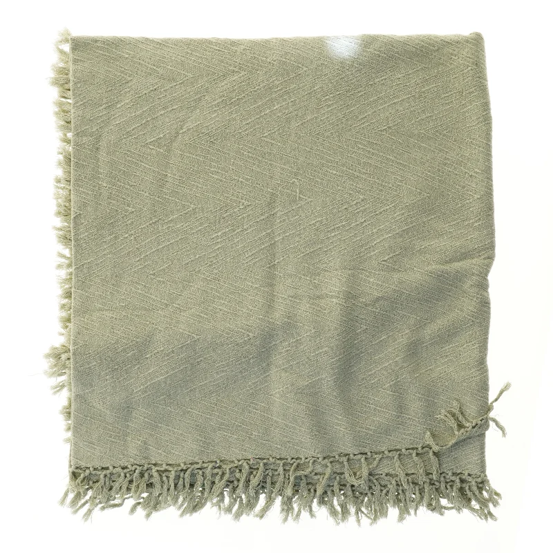 Grønt tæppe med frynser (str. 230x125 cm)