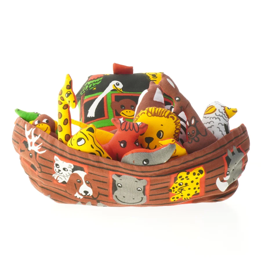 Stofbåd med dyrefigurer Noahs ark(str. 21x33 cm)