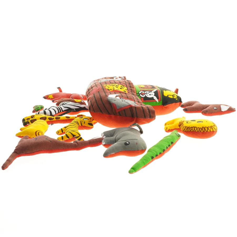 Stofbåd med dyrefigurer Noahs ark(str. 21x33 cm)