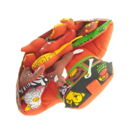 Stofbåd med dyrefigurer Noahs ark(str. 21x33 cm)