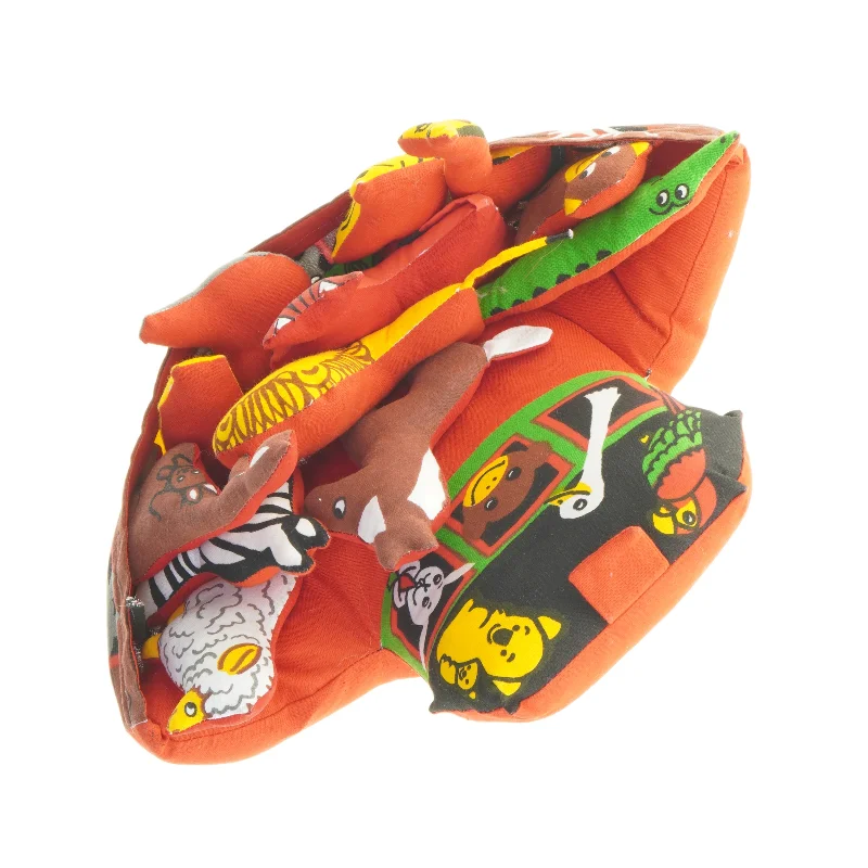 Stofbåd med dyrefigurer Noahs ark(str. 21x33 cm)