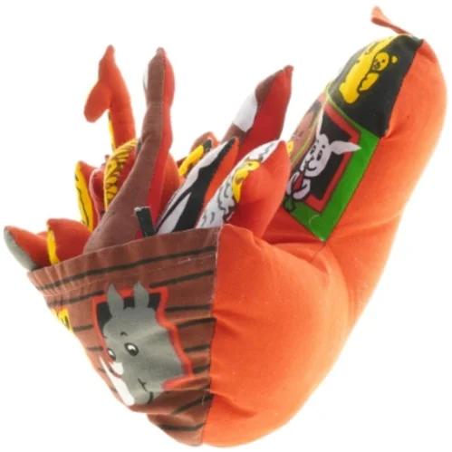 Stofbåd med dyrefigurer Noahs ark(str. 21x33 cm)