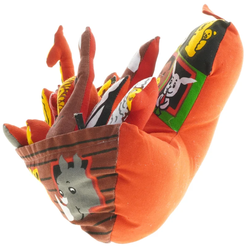 Stofbåd med dyrefigurer Noahs ark(str. 21x33 cm)