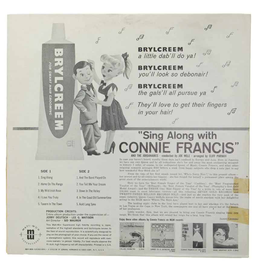 Vinylplade: Sing Along with Connie Francis